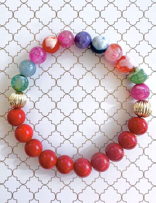 Cotton Candy Red and Multicolor in Gold