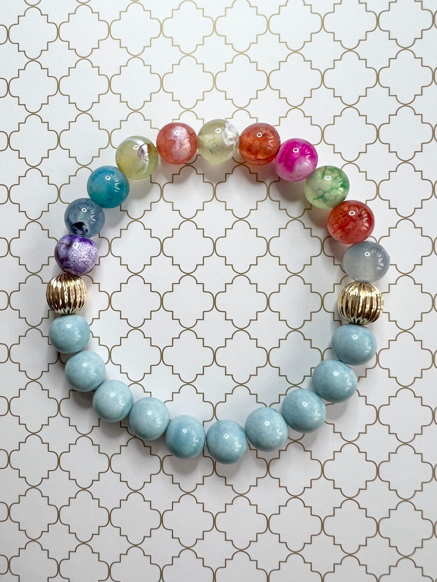 Cotton Candy Blue and Multicolor in Gold