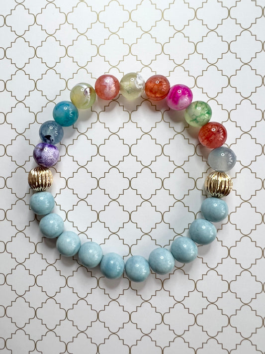 Cotton Candy Blue and Multicolor in Gold