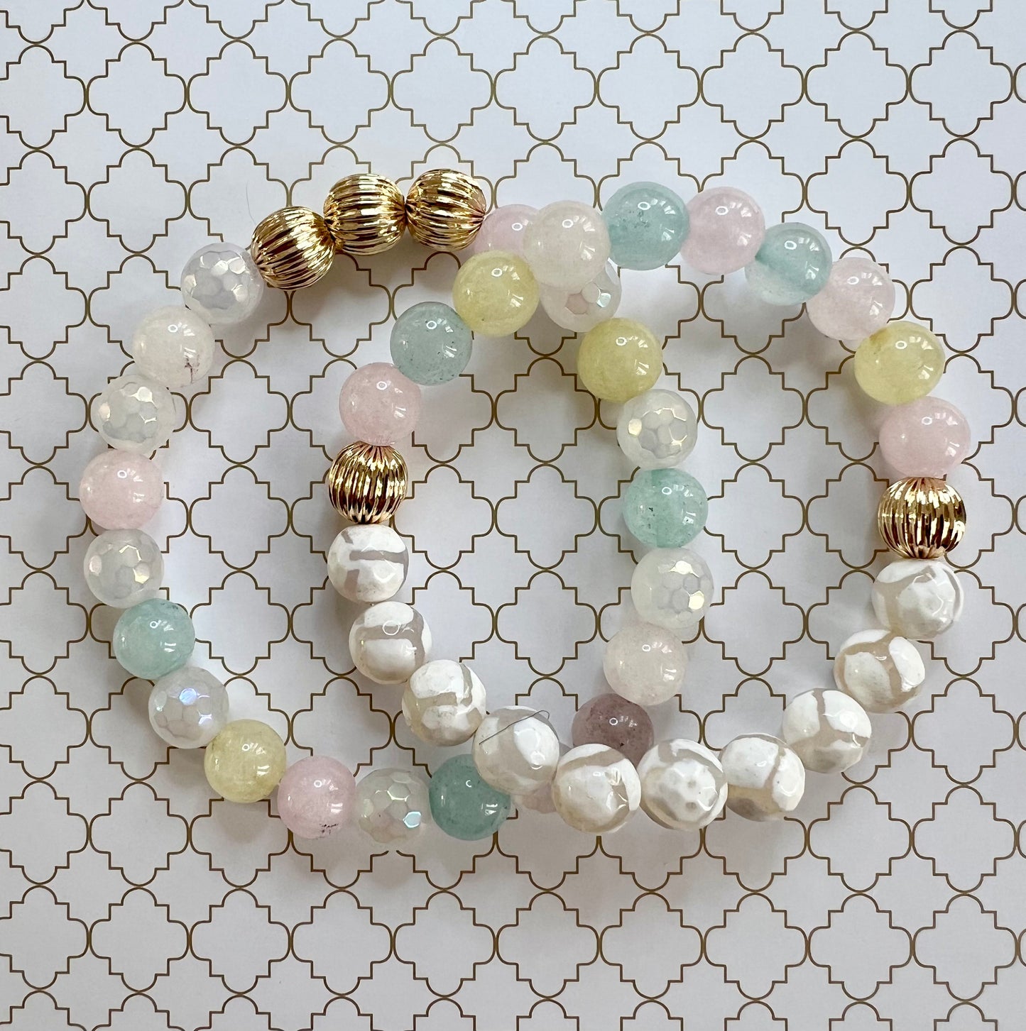 Natural Chalcedony and White Agate in Gold