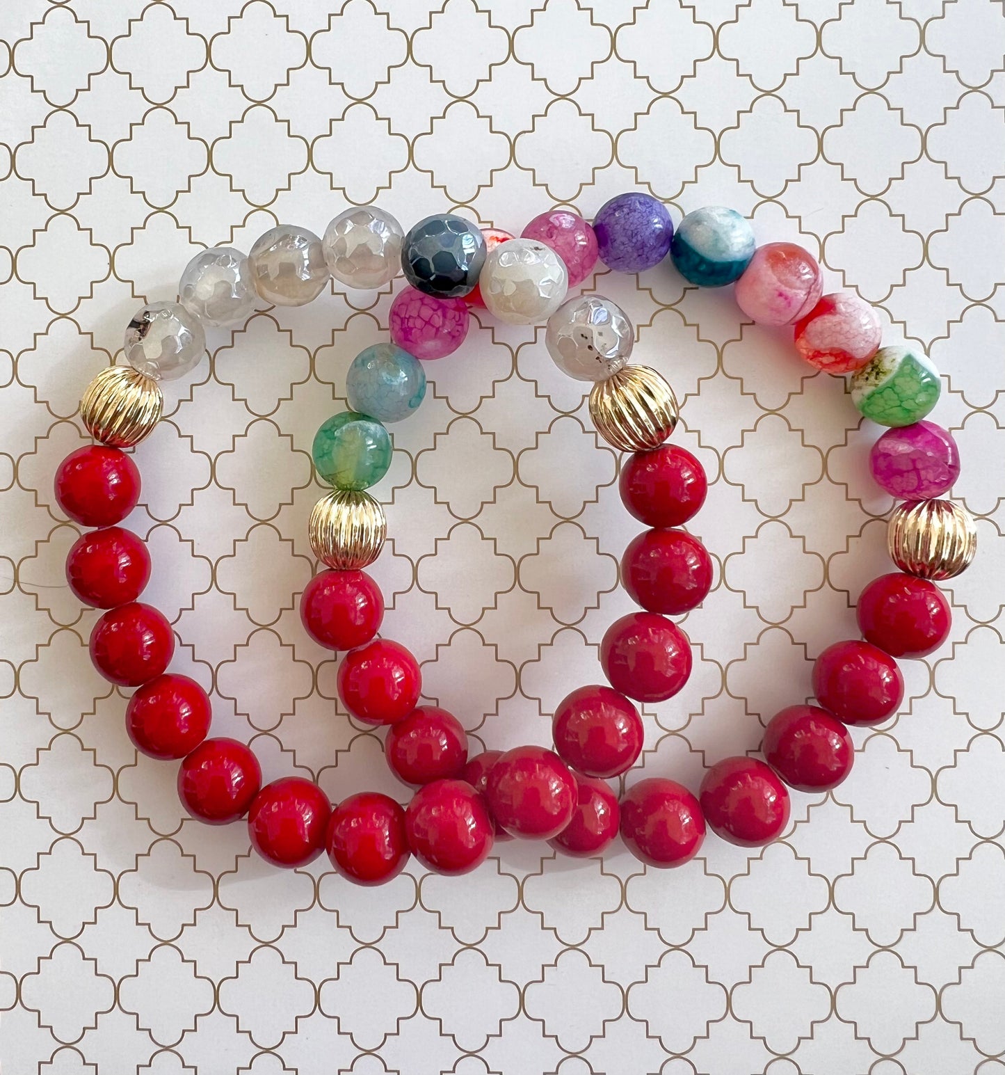 Cotton Candy Red and Multicolor in Gold