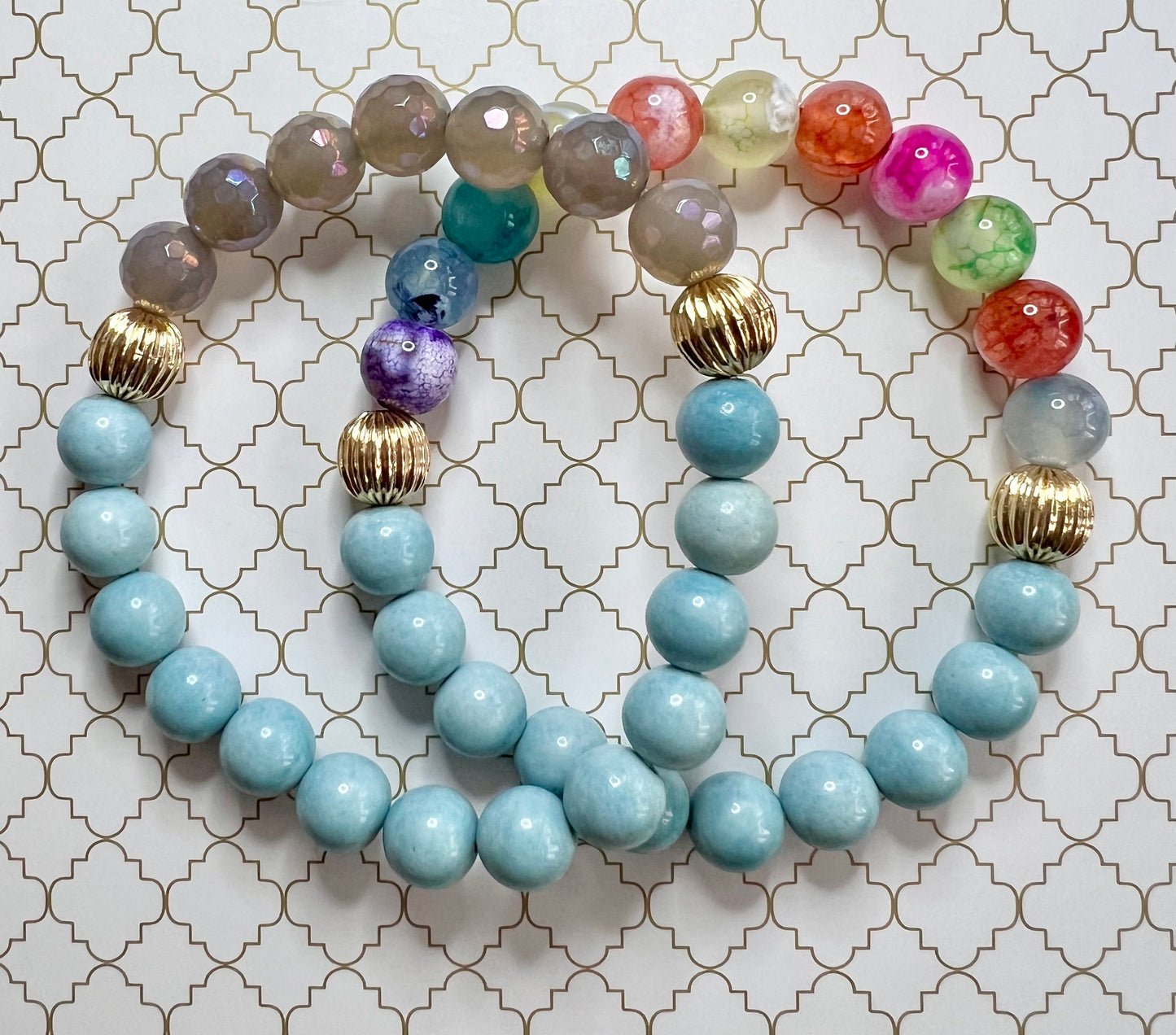 Cotton Candy Blue and Multicolor in Gold