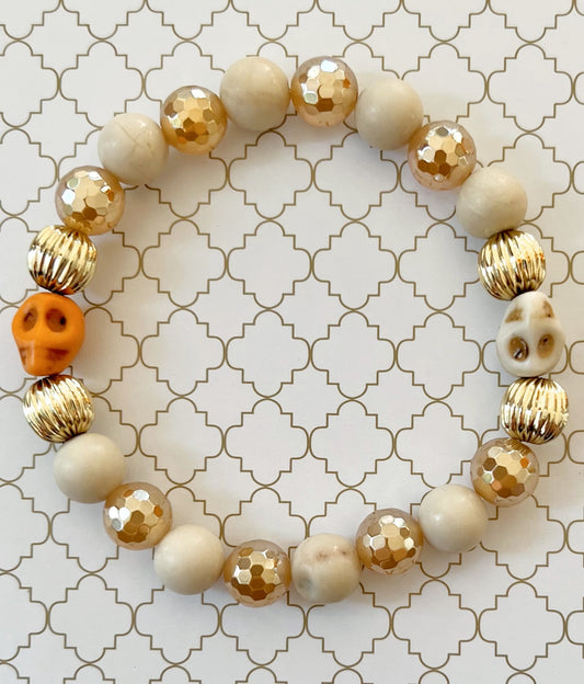 Elegant Skull Bracelet with Orange