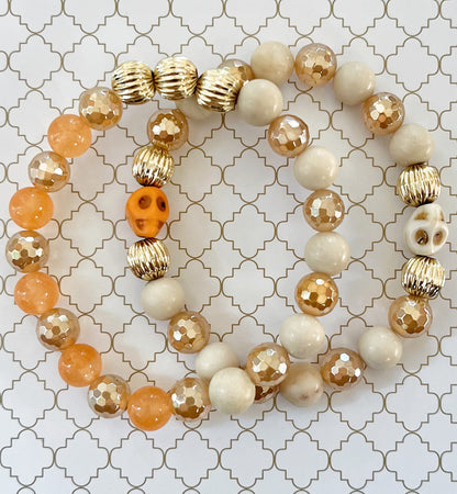 Elegant Skull Bracelet with Orange