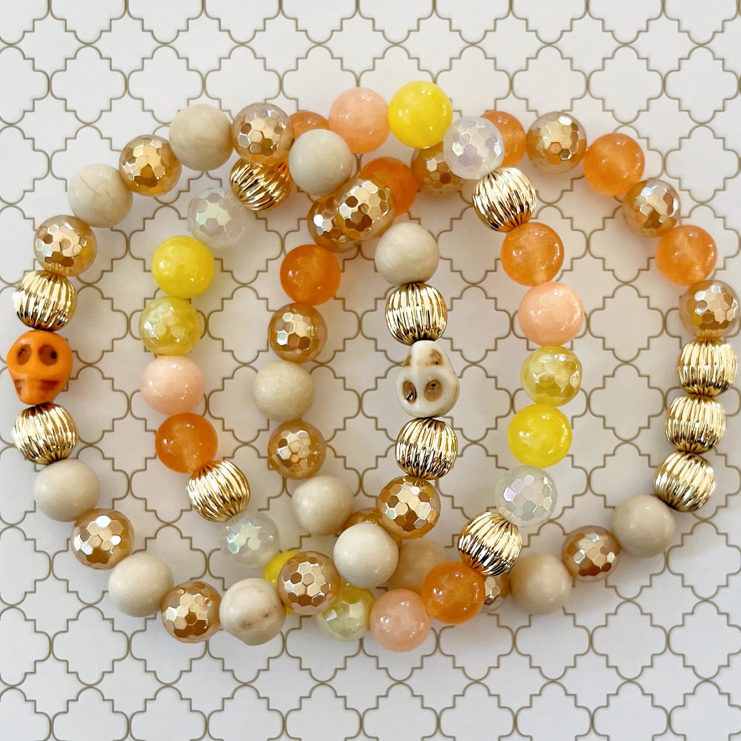 Elegant Skull Bracelet with Orange