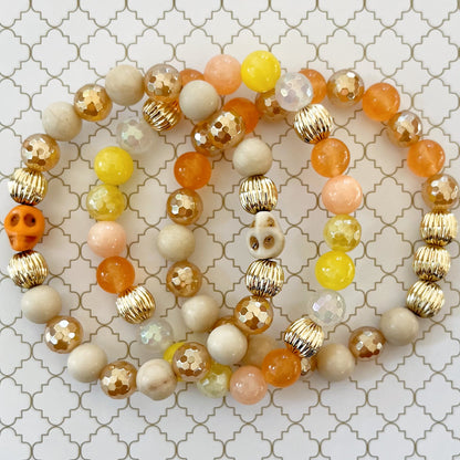 Elegant Skull Bracelet with Orange