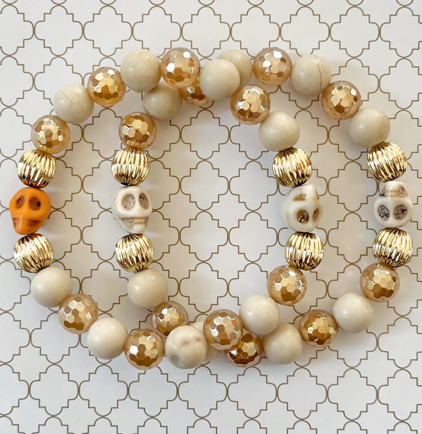 Elegant Skull Bracelet with Orange