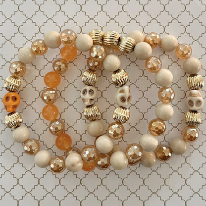 Elegant Skull Bracelet with Orange