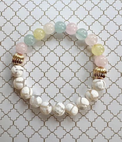 Natural Chalcedony and White Agate in Gold
