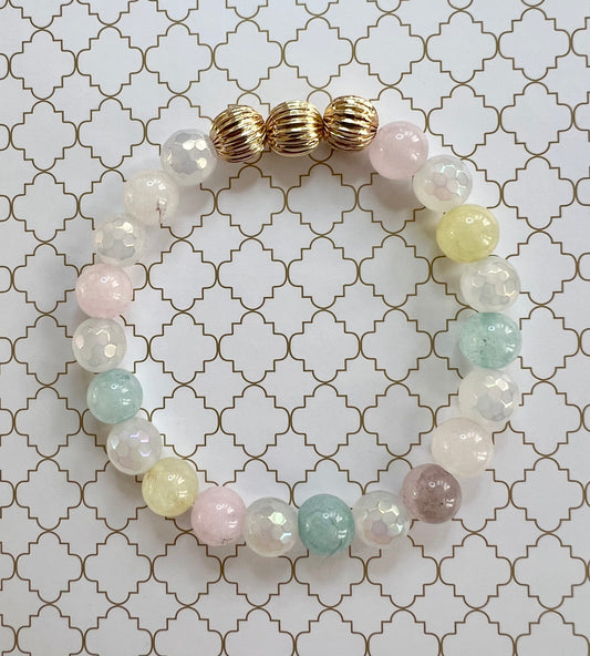 Natural Chalcedony and Iridescent Agate in Gold