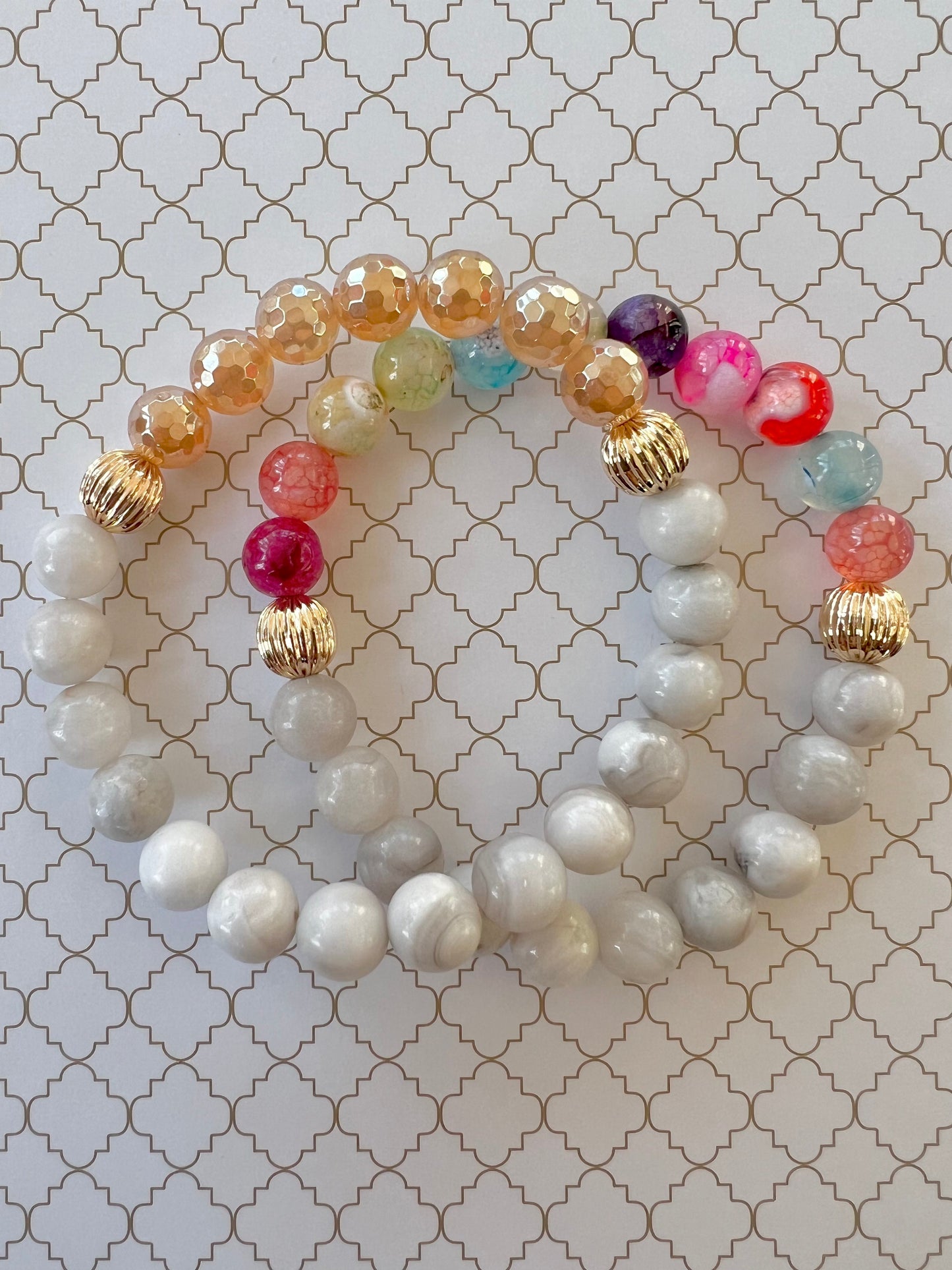 Cotton Candy White and Multicolor in Gold