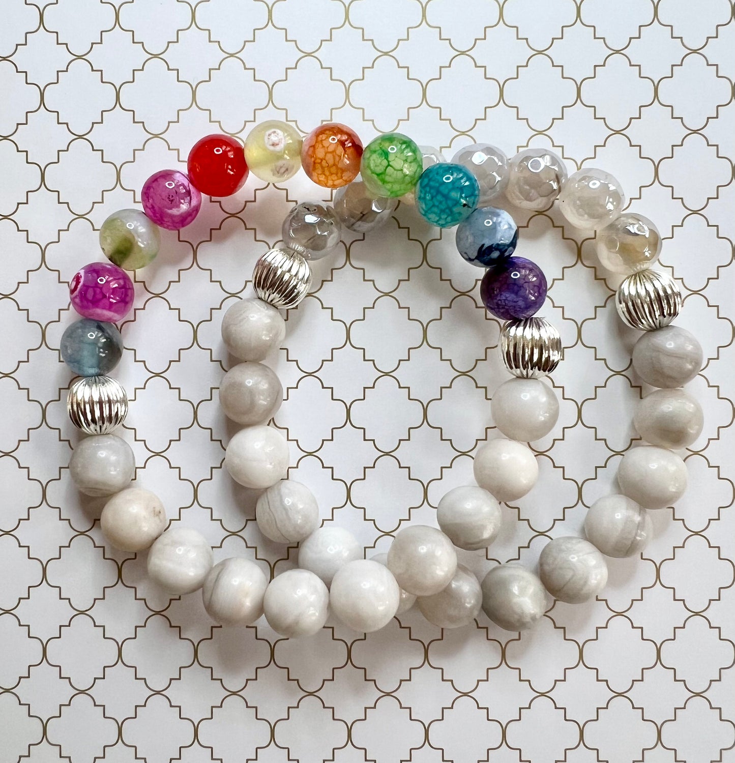 Cotton Candy White and Multicolor in Silver